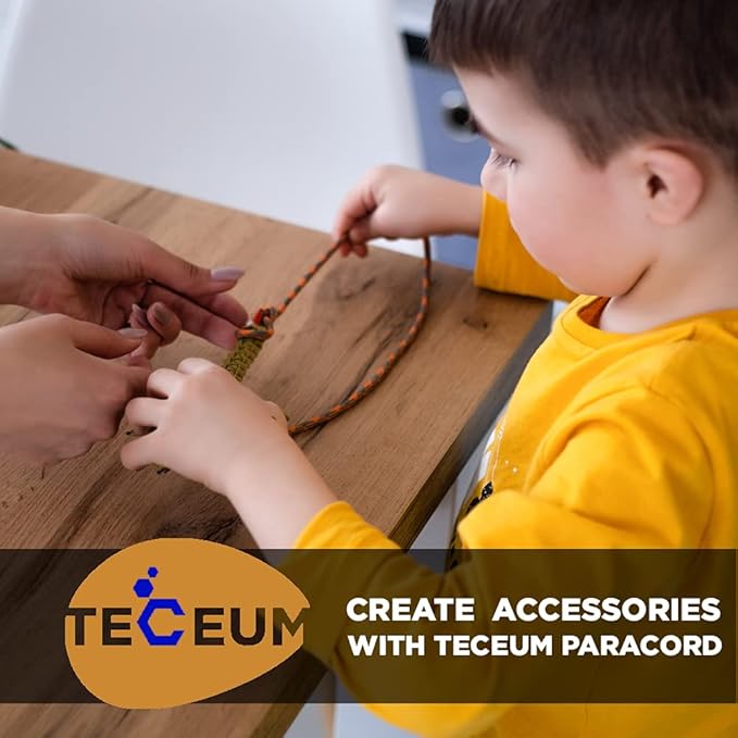 TECEUM 5/32" Paracord Rope 1000 – 1000ft / 200ft / 100ft / 50ft – Tactical Parachute Cord 4mm – 45+ Colors – Nylon String for Survival & Camping Gear – Stripe Cord for Survival – Utility Rope