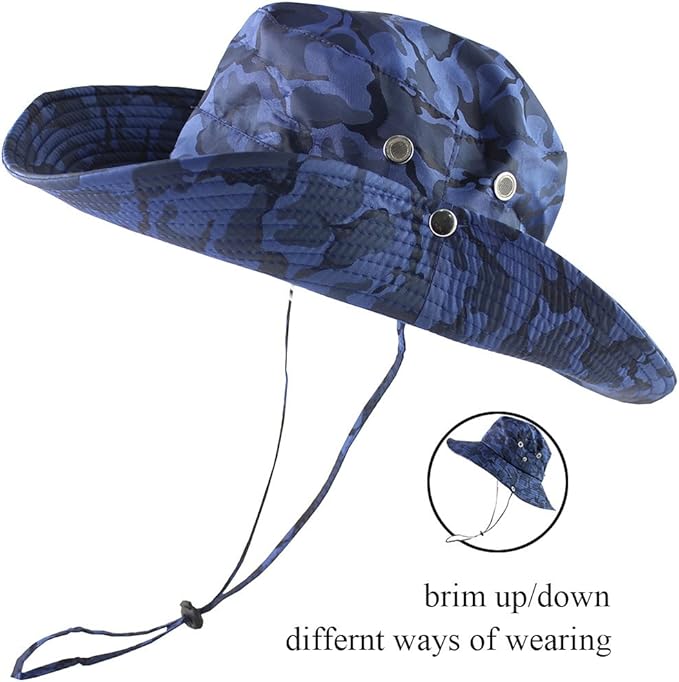 CAMOLAND Mens Fishing Hat Wide Large Brim Sun Hat with Outdoor UV Protection