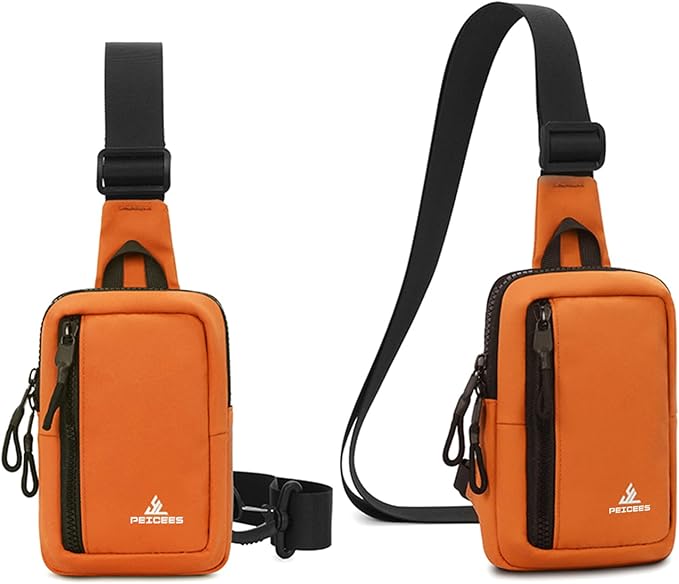 Peicees Small Crossbody Bag for Men Women Mini Sling Bag Travel Running Phone Daypack Cross Body Shoulder Bags with Keyholder