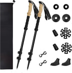 Lightweight Aircraft-Grade Aluminum Trekking Poles - 2 Sticks with Quick Lock System and Extended Down Grip Plus 12pc-Accessory Kit, Telescopic, Ultralight for Hiking, Camping, Walking, Trekking