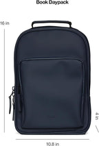 RAINS Book Daypack - Navy Laptop Backpack for Men and Women, Waterproof Black Minimalist Commuter Bag with 15” Laptop Room, Front Zip Pocket - 2 Year Warranty
