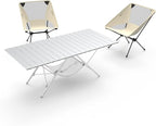 ONEFOREST Camping Table and 2 Camping Chairs, Portable Camping Set, Lightweight Carry Table and Chair for Outdoor Hiking Picnics BBQ Cooking