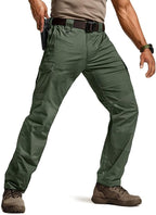 CQR Men's Flex Ripstop Tactical Pants, Water Resistant Stretch Cargo Pants, Lightweight EDC Hiking Work Pants