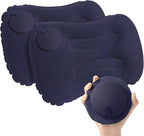 2-Pack Inflatable Camping Pillow, Portable Travel Pillow for Sleeping, Lightweight Compact Inflatable Pillows for Beach, Hiking, Backpacking, Airplane Travel, Press-to-Inflate (Navy Blue)