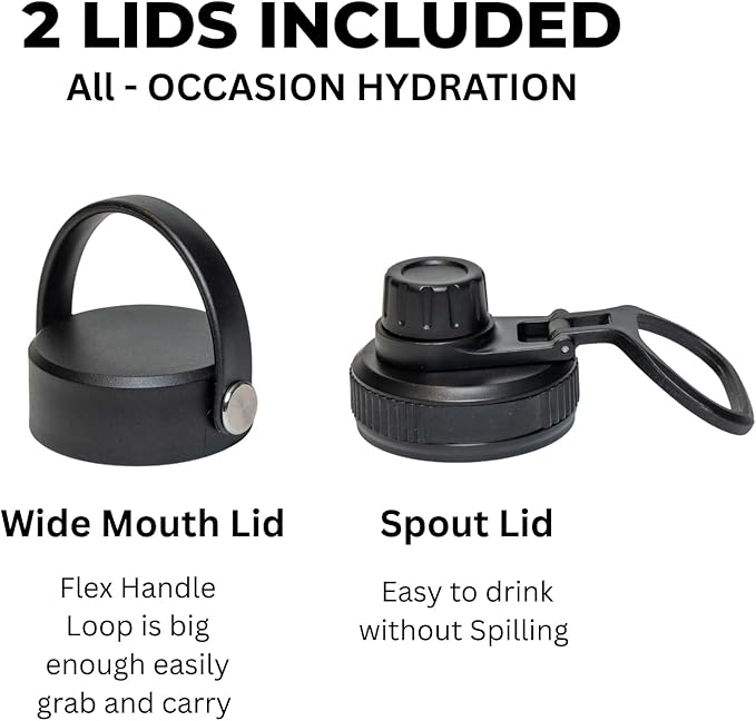 32oz Stainless Steel Insulated Water Bottle, 48H Ice Cold & 24H Hot, Leak-Proof Wide Mouth Lids (Straw & Spout), BPA-Free Bottles, Mens Water Bottle for Gym, Hiking, Travel - Blue