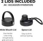 24oz Stainless Steel Insulated Water Bottle, 48H Ice Cold & 24H Hot, Leak-Proof Wide Mouth Lids (Straw & Spout), BPA-Free Bottles, Mens Water Bottle for Gym, Hiking, Travel - Green