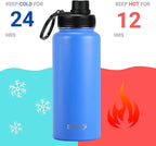DRINCO Stainless Steel Water Bottle Spout Lid Vacuum Insulated Double Wall Water Bottle Wide Mouth (40oz 32oz 22oz 18oz 14oz) Leak Proof Keep Cold Sport Camping Hiking (32 oz, 32oz Royal Blue)