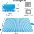 Extra Large Picnic Blanket Beach Blankets, Outdoor Foldable Waterproof Sand Mat for Beach Camping Hiking Travel Family Concerts Grass Park Music Festival Lawn Mats (Blue, 80x80inch)