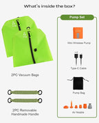 Zurligi Vacuum Compression Bags with Pump for Travel - Waterproof, Reusable, Removable Handle, Portable Travel Pack Vacuum Bag Kit for Carry On Suitcases and Backpack