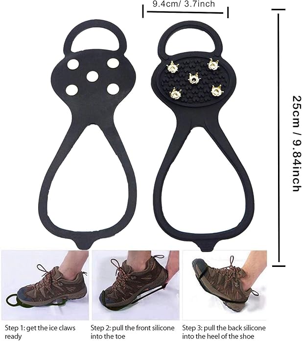 Universal Non Slip Gripper Spikes for Shoes, Ice Traction Cleat Grips with Steel Studs Crampon for Ice Sports