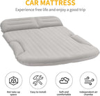 KMZ SUV Air Mattress Thickened and Double-Sided Flocking Travel Camping Bed with 2 Pillows & Electric Pump Dedicated Mobile Cushion Inflatable Bed for SUV Trunk and Rear Seat (Light Gray)