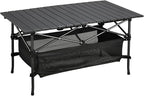 Lightweight Aluminum Folding Camping Table (47” x 21.65” x 26.7”), Portable Roll-Up Design for Outdoor, Camping, Beach, BBQ, Patio, and Picnic, Durable & Waterproof with Carrying Bag
