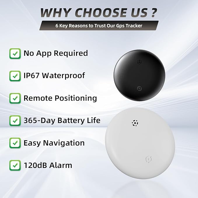 2-Pack Bluetooth Item Finder | Keys Luggage Wallet Locator for iOS & Android | No GPS, Shows Last Known Location | No Monthly Fee | IP67 Waterproof | 1-Year Battery (White)