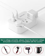 10FT Extension Cord with UK Plug Adapter, US to UK Plug Adapter with 3 Outlets 3 USB Charging Ports (USB-C), Type G Travel Adapter for USA to Scotland British London England Irish Dubai