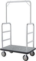 Heavy Duty Luggage Cart - 8" Wheels with Brackets, Commercial Grade Hotel Luggage Trolley, Deluxe Rectangular Steel Bellman Cart with Platform for Hotels Us