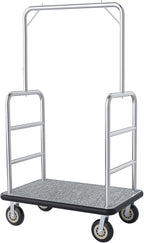 Heavy Duty Luggage Cart - 8" Wheels with Brackets Commercial Grade Hotel Luggage Trolley Deluxe Rectangular Steel Bellman Cart with Platform
