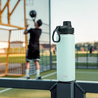 koodee Kids Water Bottle-16 oz Stainless Steel Vacuum Insulated Water Bottle for Back to School Wide Mouth Flask with Leakproof Spout Lid (Bby Blue)