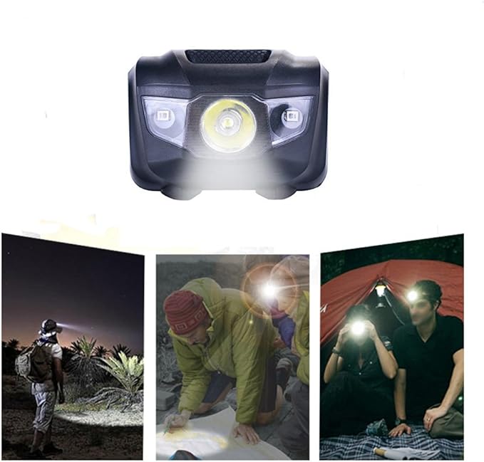 HappyOrange 4-Pack Waterproof LED Headlamp (White and Red Lights), 4 Light Modes Lightweight Headlight for Running, Hiking, Hunting, Fishing, Camping