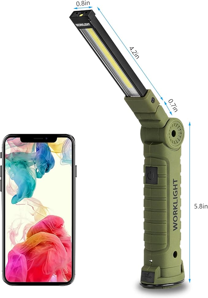 3 Pack Rechargeable LED Work Lights with Magnetic Base and 360° Rotation, 5 Modes for BBQ, Camping, Reading, and Car Repair