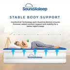 SoundAsleep Products Dream Series Luxury Air Mattress, ComfortCoil Technology, Built-in High Capacity Pump for Home, Camping- Double Height, Adjustable, Inflatable Blow Up, Portable (King Size)