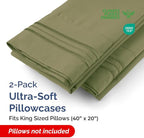 King Pillow Cases Set of 2 - Ultra Soft Hotel Quality Pillowcase Covers - Comfy Cozy Bedding for Women, Men, Kids and Teens - Machine Washable Pillow Protectors - 2 Pieces Set - King Size Sage Green