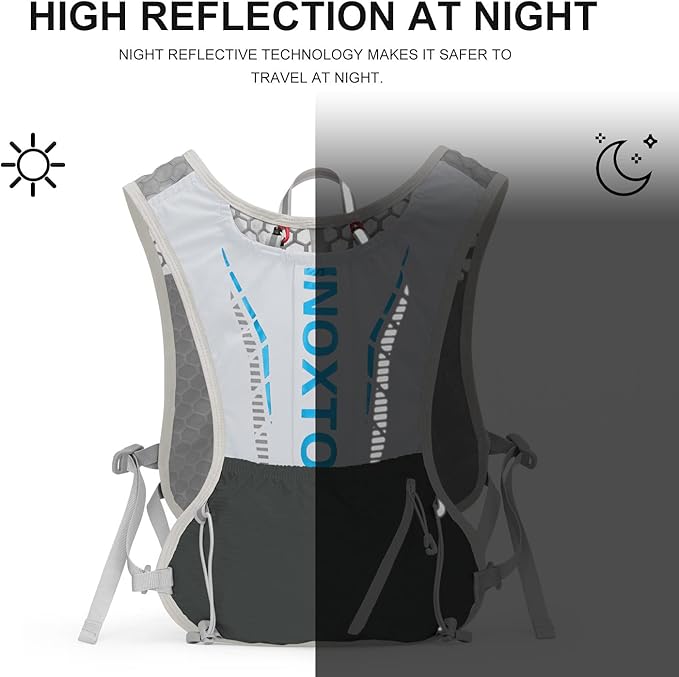 INOXTO Hydration Vest Backpack,Lightweight Water Running Vest Pack with 1.5L Water Bladder Bag Daypack for Hiking Trail Running Cycling Race Marathon for Women Men