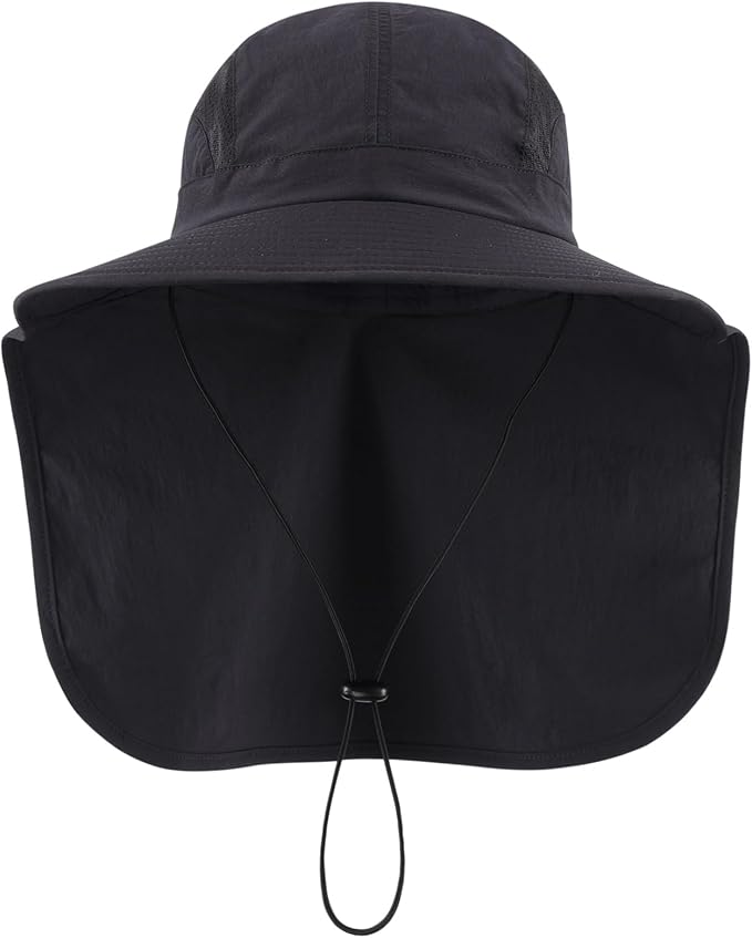 Home Prefer UPF 50+ Sun Hats for Men Women Wide Brim Fishing Hat with Neck Flap UV Protection Sunblock Safari Bucket Hat