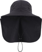Home Prefer UPF 50+ Sun Hats for Men Women Wide Brim Fishing Hat with Neck Flap UV Protection Sunblock Safari Bucket Hat