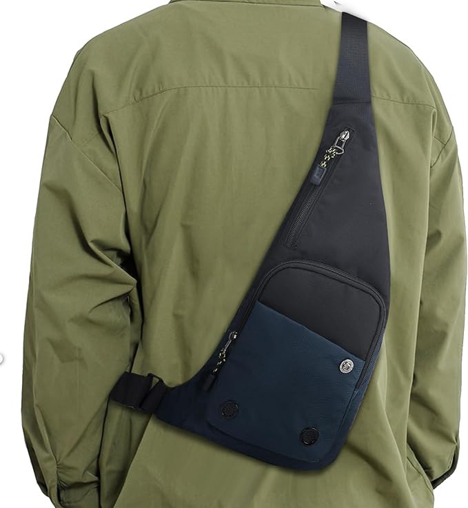 Peicees Sling Bag for Men Women Shoulder Bag Backpack Strap Pockets Chest Bag for Running Hiking Camping Exercise Outdoor