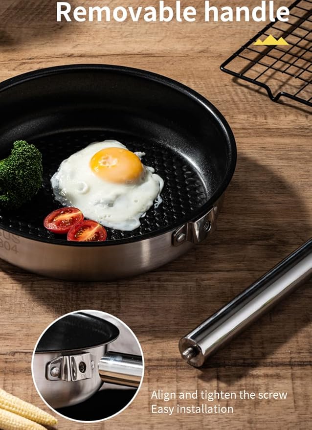 304 Stainless Steel Camping Cookware Set, Pots and Pans for Campfire Cooking, Includes Travel Tote Bag for 4-6 People