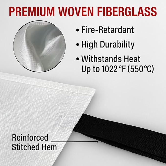 Emergency FIRE Blanket of Fiberglass – 2 Pack - 40x40 2-FIRE Suppression Safety for Home,Kitchen,Camping CAR,RV – BE Prepared & Stay Safe Today