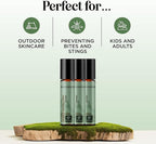 Natural Roll on Bug Repellent Stick - DEET Free Insect Repellent Stick for Kids & Adults for Ticks & Mosquitoes - Made with Citronella Rosemary & Lemongrass - Light Scent Vegan Cruelty Free (3 Pack)