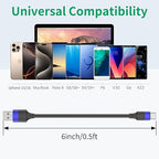6 inch Short USB C Cable Bulk 10 Pack, Multipack Short USB A to USB C Cable for Fast Charging Stations, 0.5ft Type C Charger Cord for iPhone 16 15 Samsung Galaxy S24 S23 S20 S10 S9 Note 20 10 9