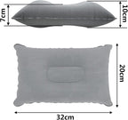 3 Pcs Grey Ultralight Inflatable Pillow Small Squared Flocked Fabric Air Pillow for Hiking,Camping,Traveling,Napping,Beach,Desk Rest,Neck &Lumbar Support