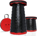 Upgraded Foldable Thickened Collapsible Stool, Portable Folding Seat, Adjustable Height Retractable, Suitable for Fishing, Hiking, Camping, BBQ, Party, Outdoor (Black and Red)