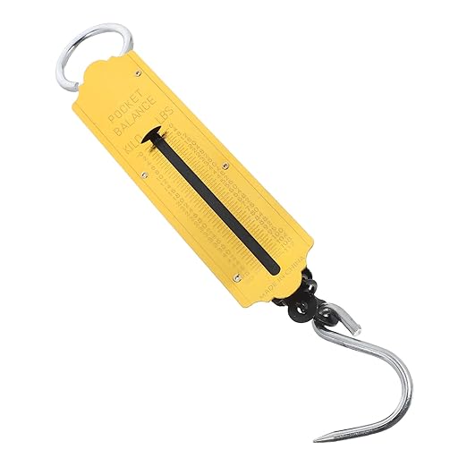 BESTYASH 2pcs Portable Handheld Spring Hanging Scale 50kg Mechanical Vertical Hook Scale for Luggage Fishing and Produce Weighing with Yellow Metal Body
