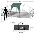 CAMPROS CP Tent 8 Person Camping Tents, Weather Resistant Family Tent, 5 Large Mesh Windows, Double Layer, Divided Curtain for Separated Room, Portable with Carry Bag