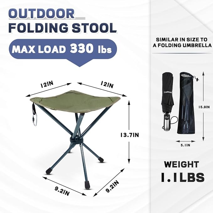 Lightweight Camping Stool 7075 Aluminum Small Folding Camping Portable Chair with Carry Bag Retractable Backpacking Stool for Travel Camping Hiking Fishing Garden Work Picnic BBQ Outdoor