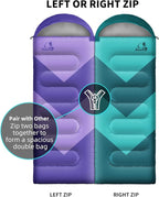 Sleeping Bag for Adults, Girls, Boys - 3 Season Warm & Cool Weather Lightweight Waterproof Camping Bag for Hiking, Outdoor Travel