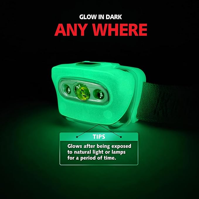 KunHe 4 Pack LED Headlamp Flashlight for Adults & Kids Camping Hiking Glow in The DarkHead Lamp with White & Red Light Comfortable Headband Lightweight & Waterproof with 12 AAA Batteries