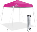 EAGLE PEAK 8x8 Slant Leg Pop-up Canopy Tent Easy One Person Setup Instant Outdoor Beach Canopy Folding Portable Sports Shelter 8x8 Base 6x6 Top (Pink)