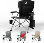 XL Heavy Duty Camping Chair 396lb Capacity (525lb Max) – Waterproof 1680D Oxford Fabric, 2" Padded Seat & Back, Cup Holder, Cooler Pocket, Portable for Camping, Beach & Tailgating (Onyx Black)