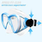Kids Swim Goggles Snorkel Diving Mask for Boys Girls Ages 5-15, Two-Color Anti-Fog Swimming Goggles with Nose Cover