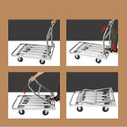 Foldable Push Hand Cart with Hollow Out Platform for Luggage and Moving Transport