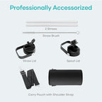 BUZIO Water Bottle with Straw Lid and Flex Cap, 32oz Modern Double Vacuum Stainless Steel Water Flask, Cold for 48 Hrs Hot for 24 Hrs Simple Thermo Canteen Mug, Indigo Black