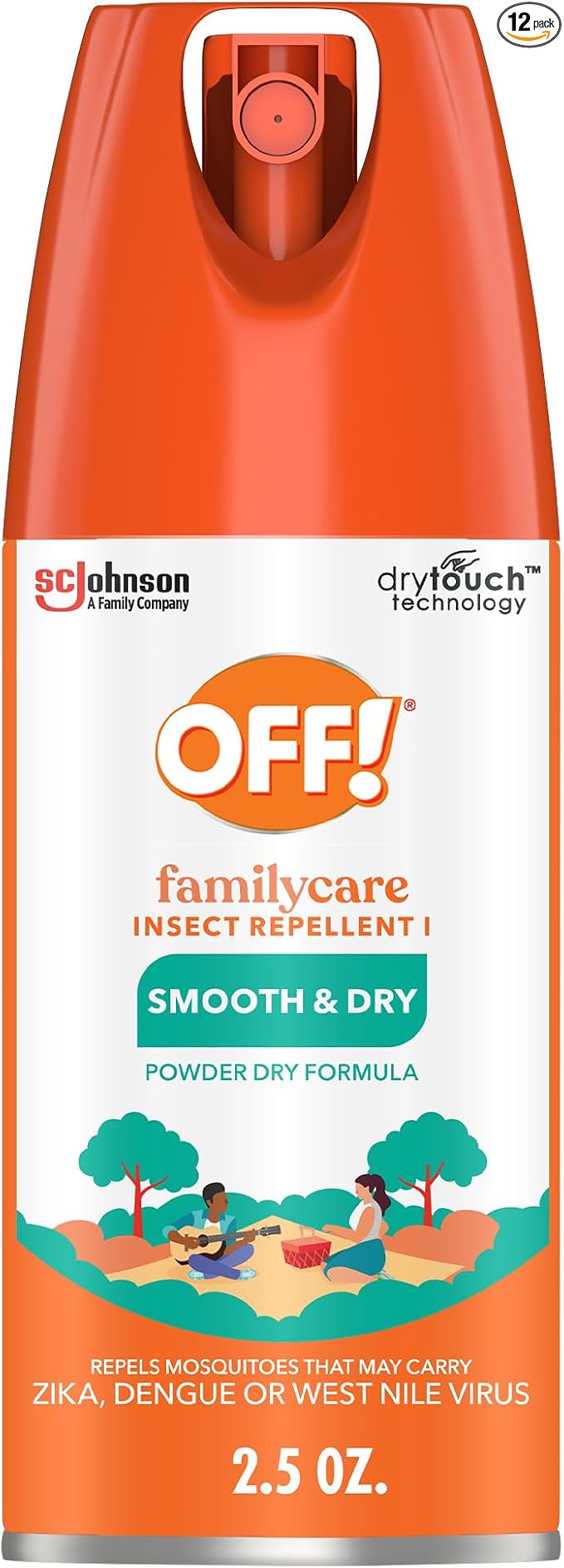 OFF! Family Care Insect & Mosquito Repellent I, Smooth & Dry Bug Spray for the Beach, Backyard, Picnics and More, 2.5 oz. (Pack of 12)
