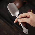 Shovel Spoon Titanium Reuseable Dessert Spoon for Ice Cream Tea Coffee Pudding Yogurt (Tea Scoops - Sandblasted)