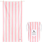 Dock & Bay Beach Towel - Quick Dry, Sand Free - Compact, Lightweight - 100% Recycled - Includes Bag - Cabana Light - Malibu Pink - Extra Large (200x90cm, 78x35)