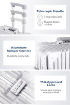 HotWay All Aluminum Carry On Luggage, 20 Inch Hard Shell Suitcase with Spinner Wheels and TSA Lock, Luggage for Travel (22x14x9 Airline Approved)