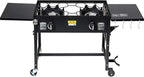 Barton Outdoor Camping Propane Double Burner Stove 2 Folding Cook Cooking Station Stand Picnic BBQ Grill 58,000 BTU, Black